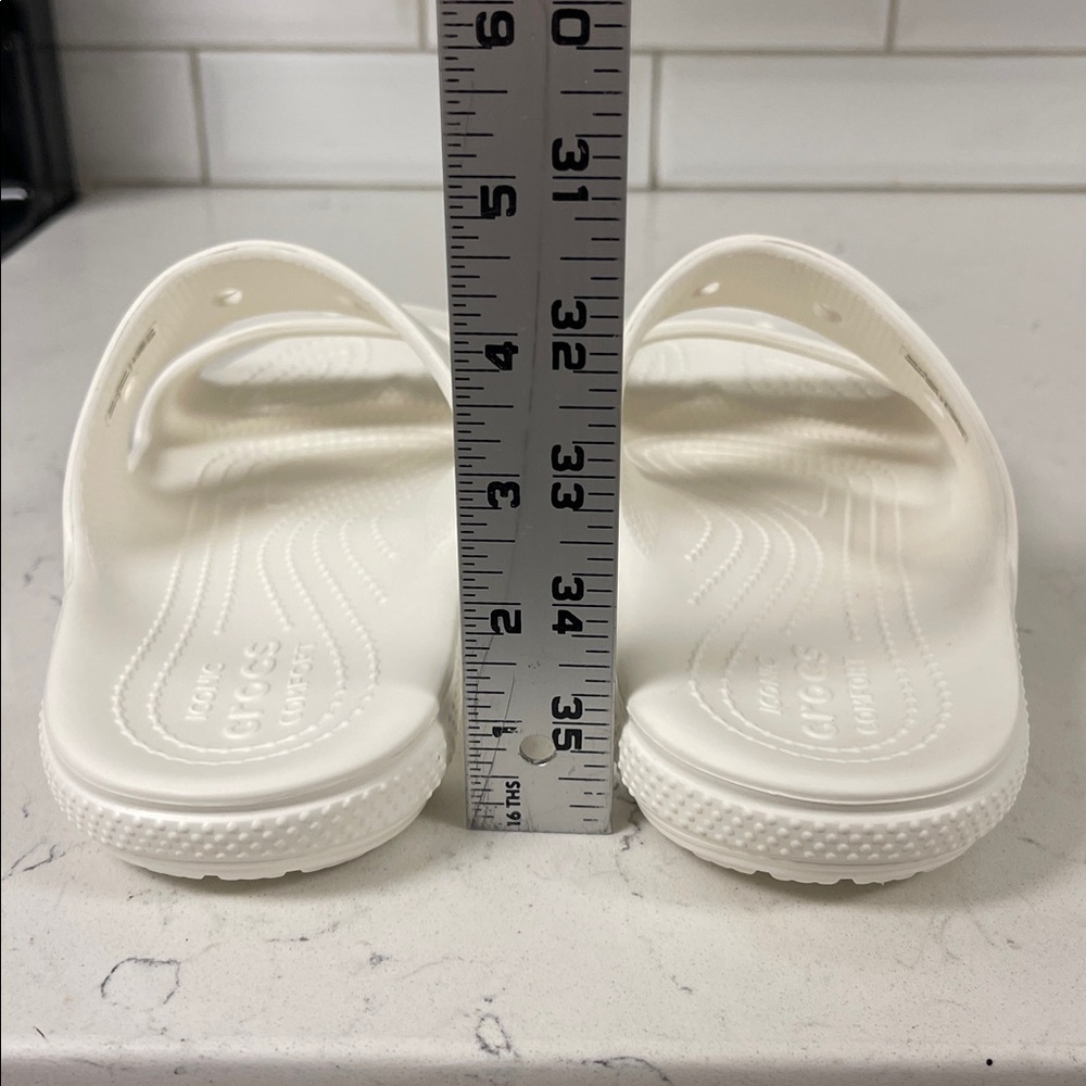 Crocs Classic 206761 Slide Sandals Unisex White Comfort Two-Strap Casual 8W - 6M - Picture 4 of 17